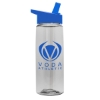 Garyline® Flair Tritan® Bottle with Flip-Straw Lid - 26 oz. - Clear-royal blue lid